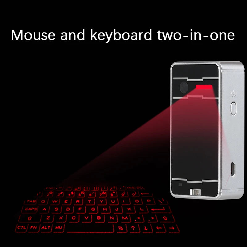 Portable Bluetooth Virtual Laser Keyboard and Wireless Projector with Mouse Function for iPhone, Tablet, and Computer