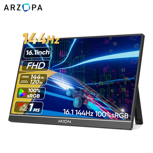 16.1-Inch 100% sRGB 144Hz Portable Gaming Monitor with Type-C and Mini HDMI for PS4/5, Steam Deck, Switch, PC, and Mac