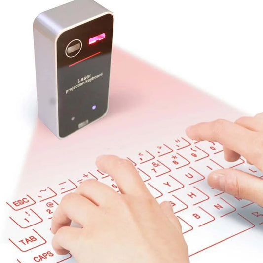 Portable Bluetooth Virtual Laser Keyboard and Wireless Projector with Mouse Function for iPhone, Tablet, and Computer